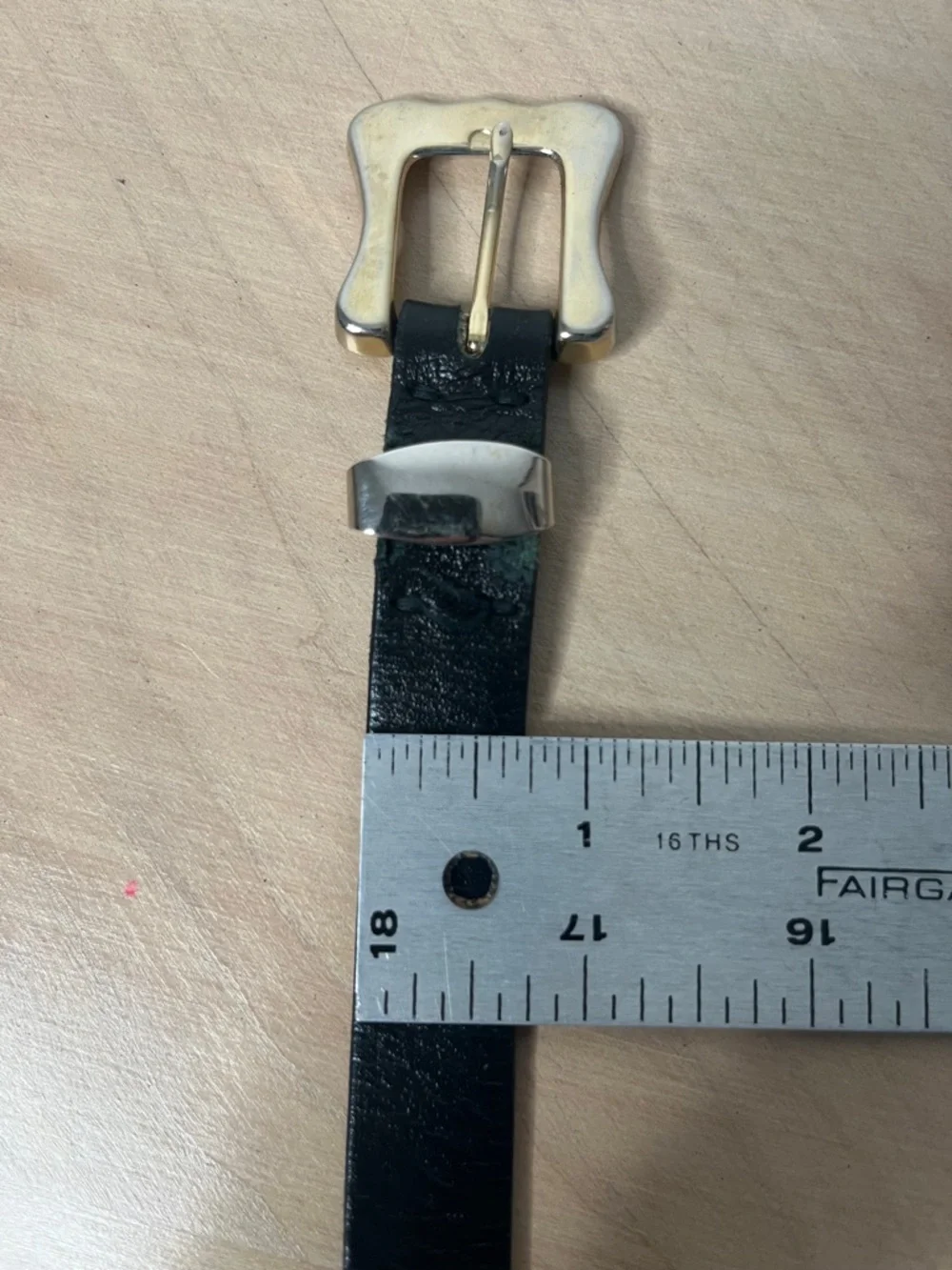 Thin Black Leather Belt with Silver Tone Hardware Distinctive Buckle and tip M